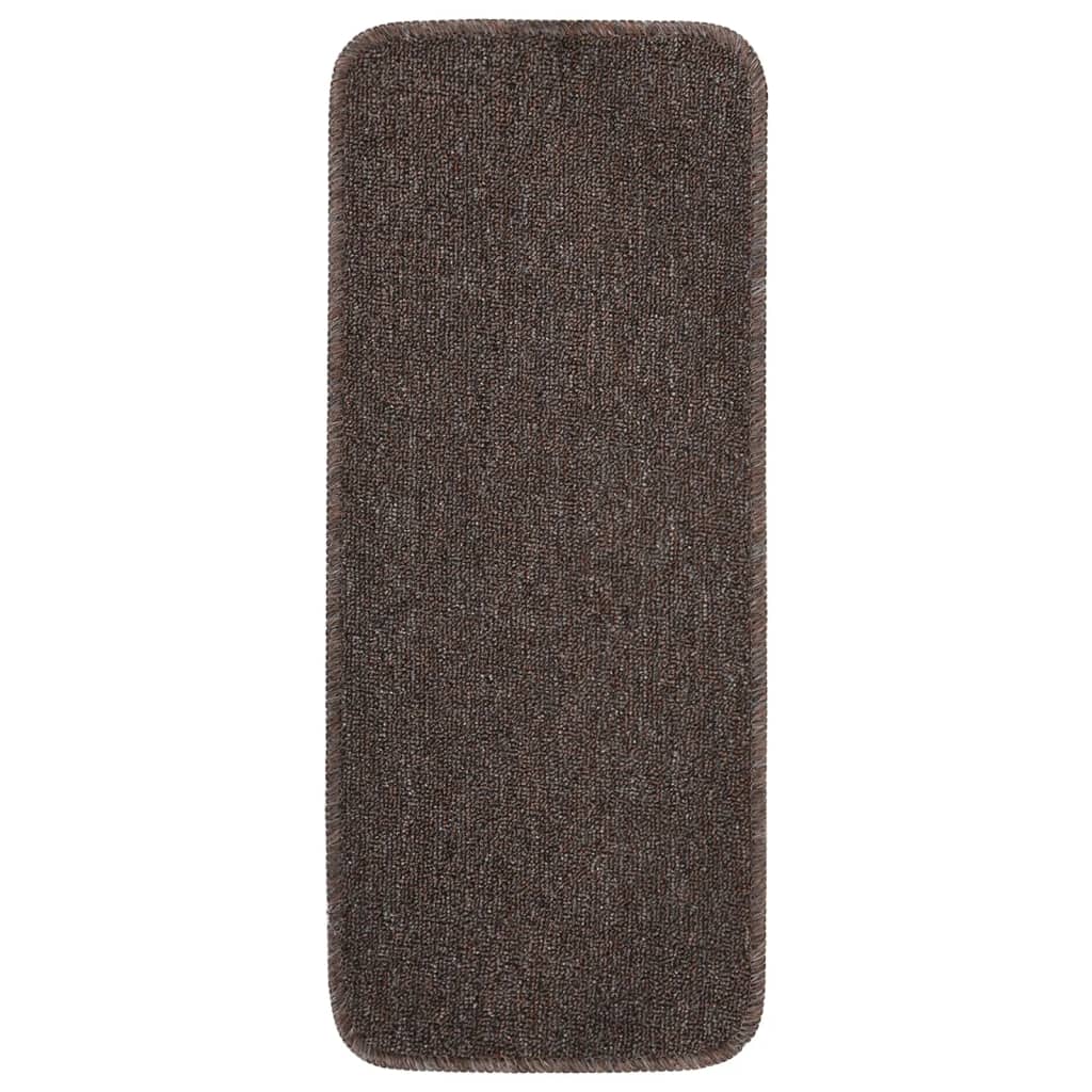 Anti Slip Stair Mats 15 pcs 60x25 cm Brown Rectangular