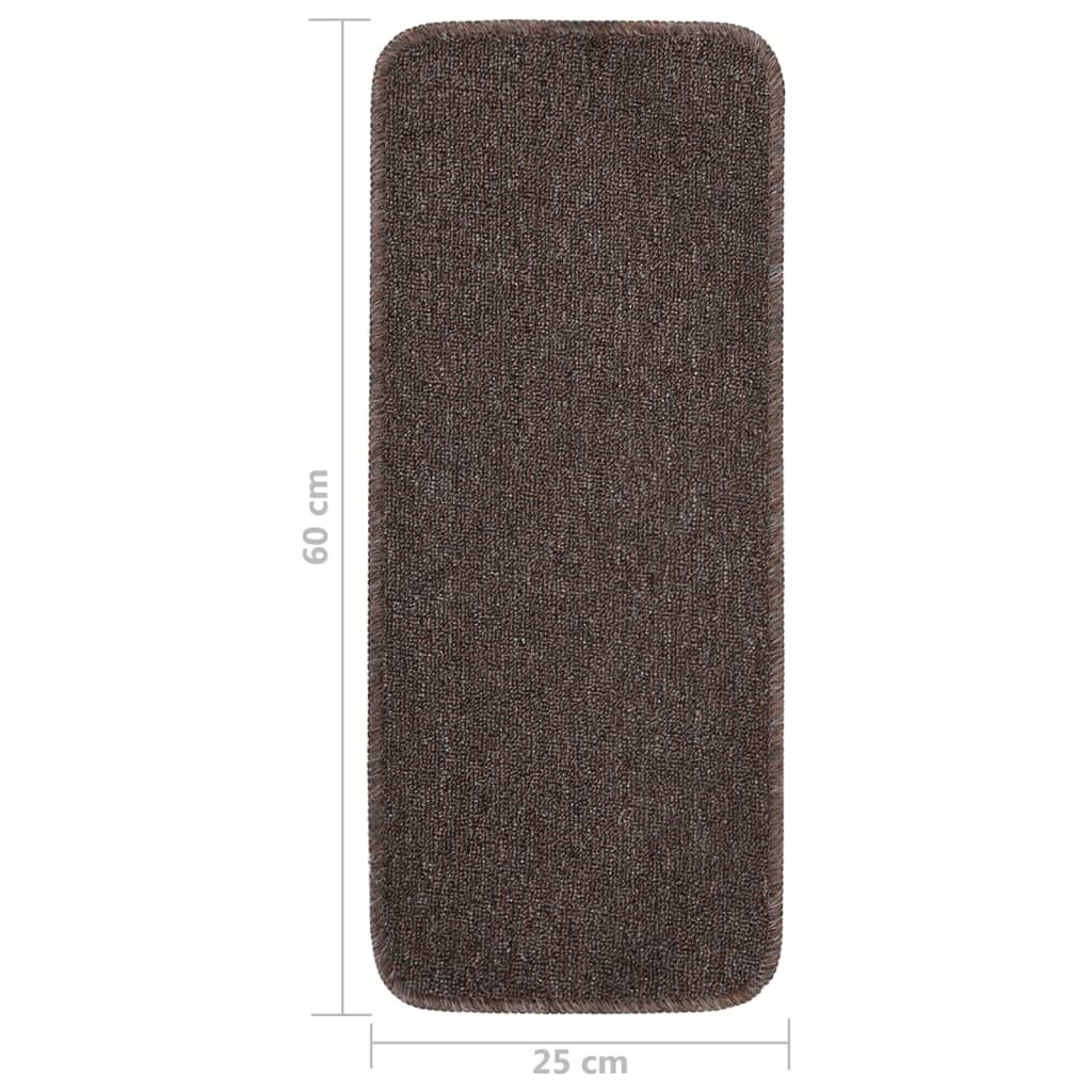 Anti Slip Stair Mats 15 pcs 60x25 cm Brown Rectangular