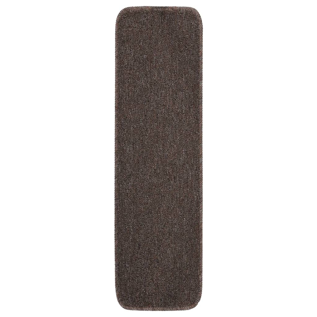 Anti Slip Stair Mats 15 pcs 75x20 cm Brown Rectangular