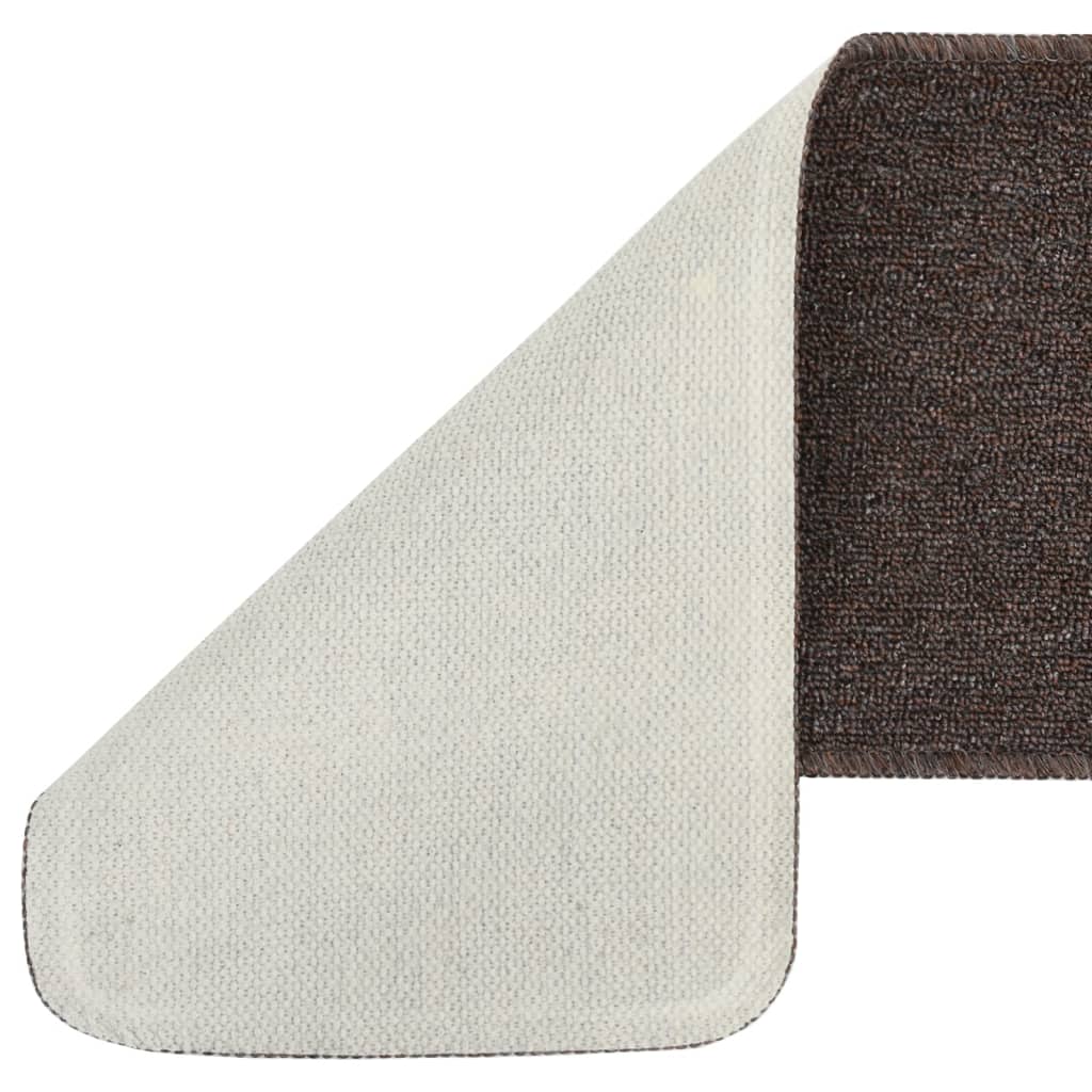 Anti Slip Stair Mats 15 pcs 75x20 cm Brown Rectangular