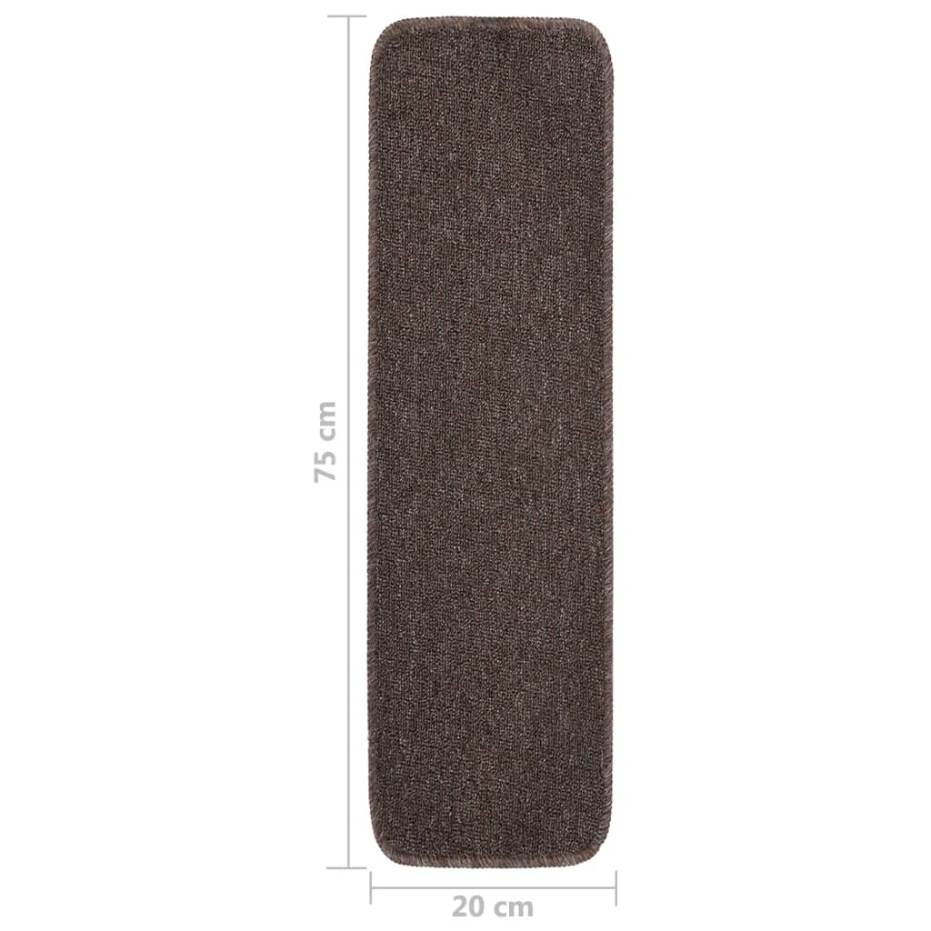 Anti Slip Stair Mats 15 pcs 75x20 cm Brown Rectangular