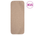 Anti Slip Stair Mats 15 pcs 60x25 cm Beige Rectangular