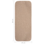 Anti Slip Stair Mats 15 pcs 60x25 cm Beige Rectangular