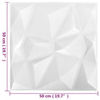 3D Wall Panels 12 pcs 50x50 cm Diamond White 3 m²