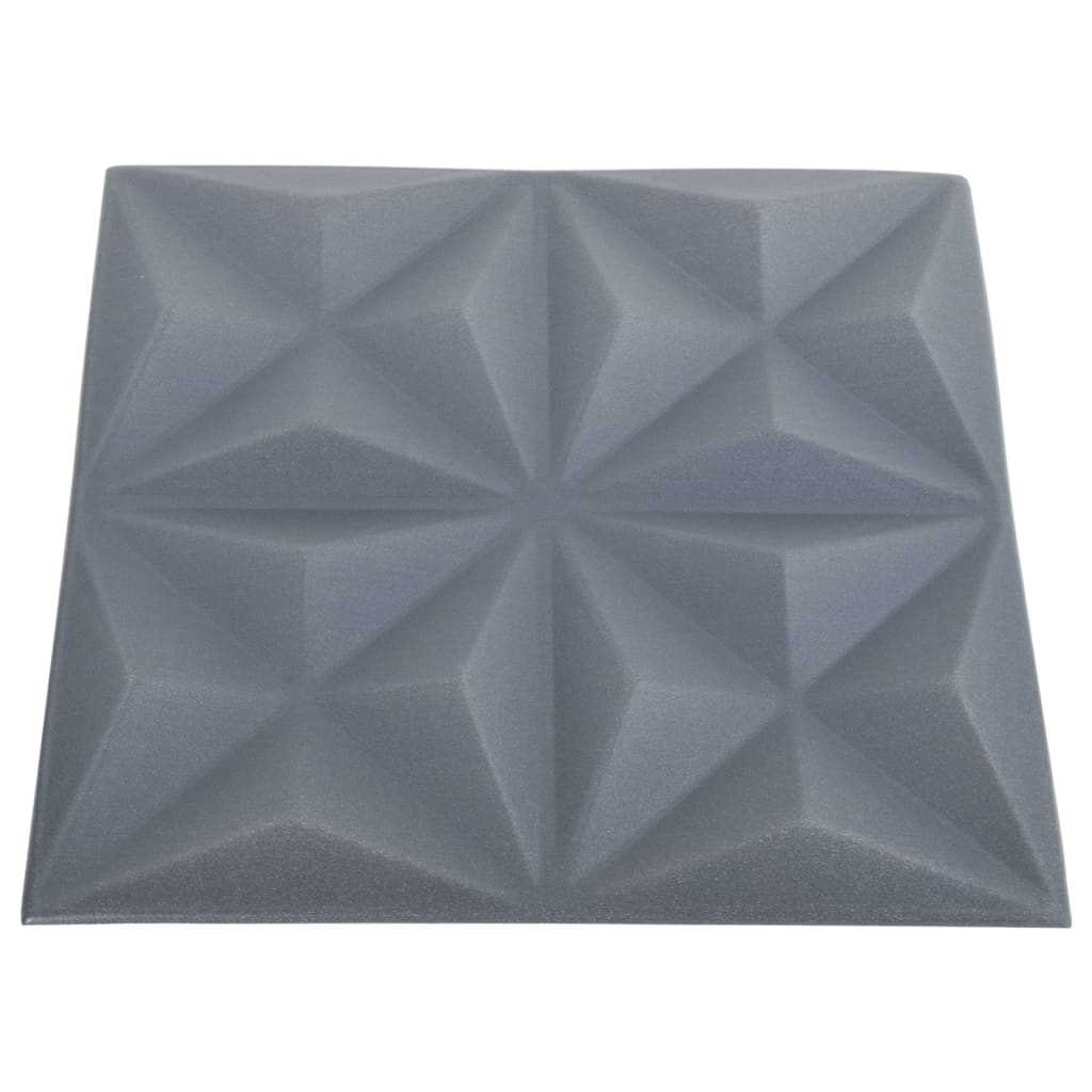 3D Wall Panels 12 pcs 50x50 cm Origami Grey 3 m²