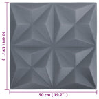 3D Wall Panels 12 pcs 50x50 cm Origami Grey 3 m²