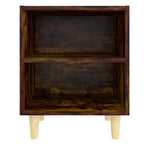 Bed Cabinet with Solid Wood Legs Smoked Oak 40x30x50 cm