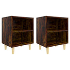 Bed Cabinets with Solid Wood Legs 2 pcs Smoked Oak 40x30x50 cm