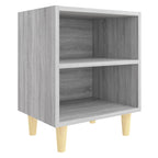 Bed Cabinet with Solid Wood Legs Grey Sonoma 40x30x50 cm