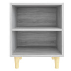 Bed Cabinet with Solid Wood Legs Grey Sonoma 40x30x50 cm