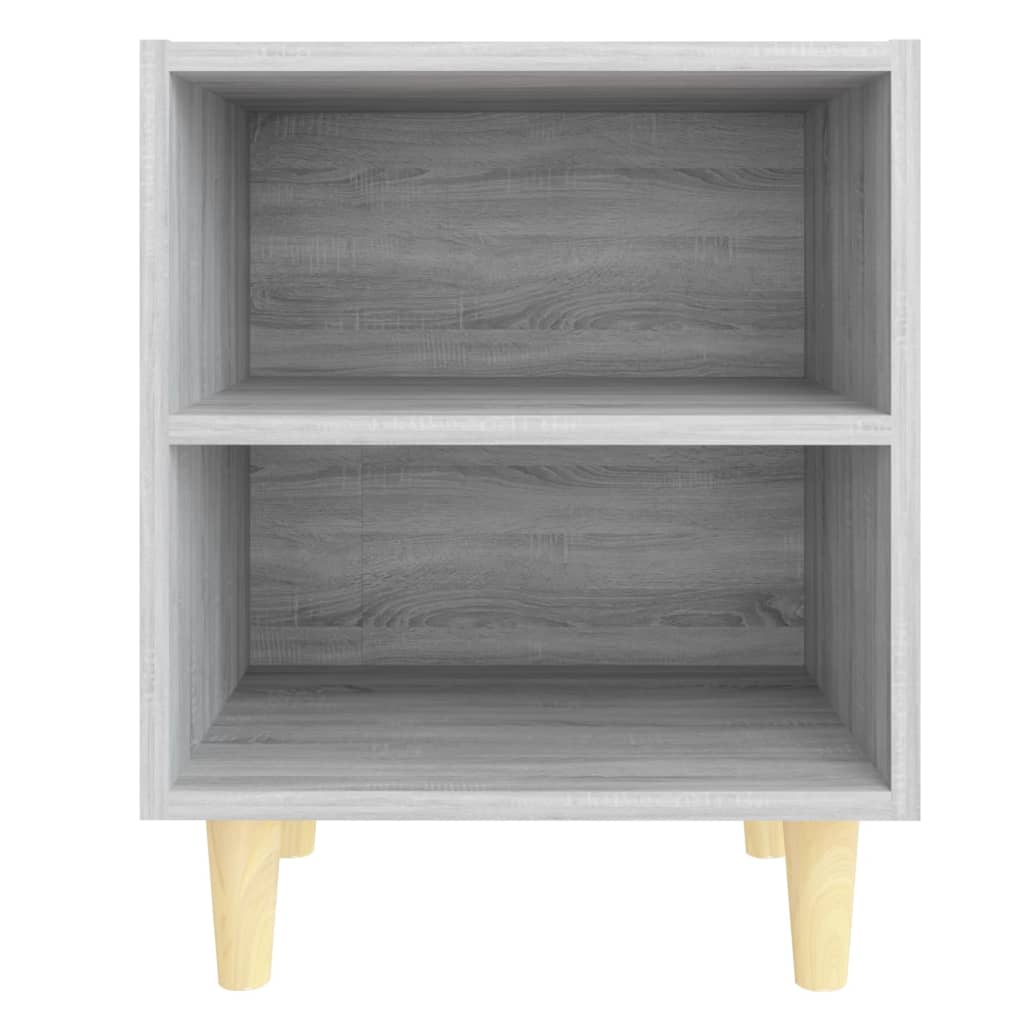 Bed Cabinets with Solid Wood Legs 2 pcs Grey Sonoma 40x30x50 cm
