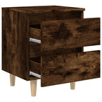 Bed Cabinets with Solid Wood Legs 2 pcs Smoked Oak 40x35x50 cm