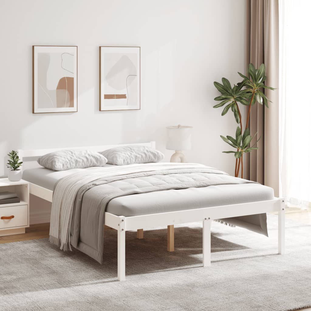Senior Bed without Mattress White 120x200cm Solid Wood Pine