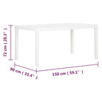Garden Table 150x90x72 cm PP White