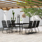 7 Piece Garden Dining Set Black
