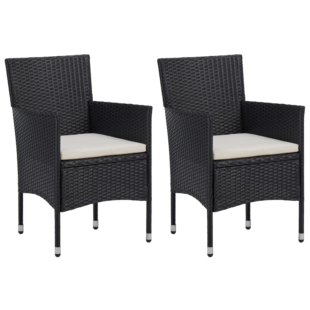 Garden Dining Chairs 2 pcs Poly Rattan Black