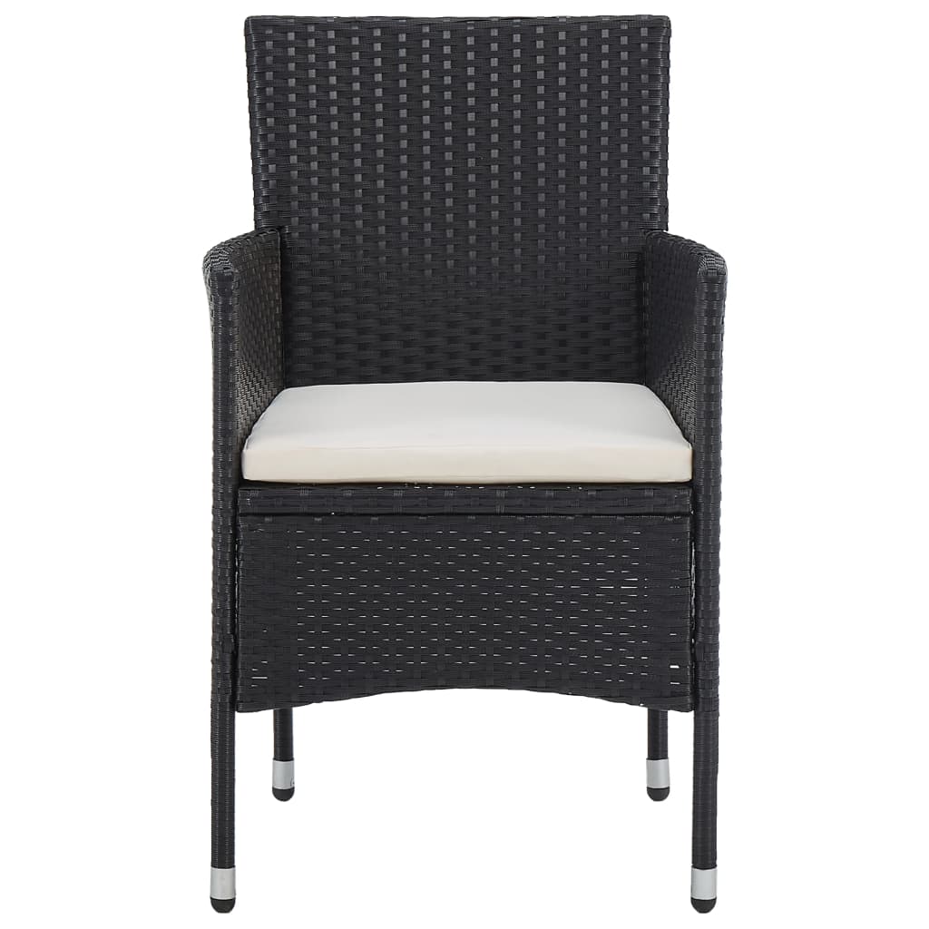 Garden Dining Chairs 2 pcs Poly Rattan Black