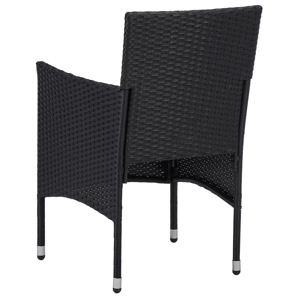 Garden Dining Chairs 2 pcs Poly Rattan Black