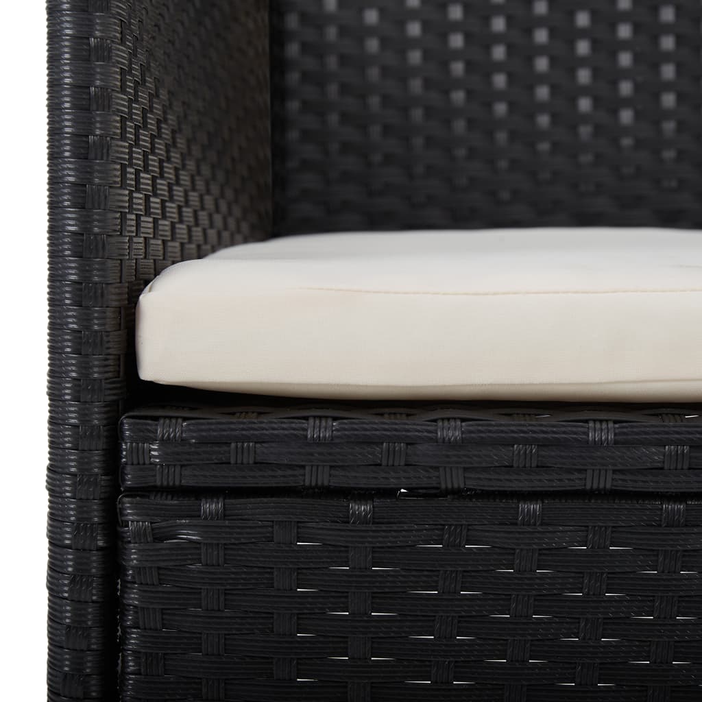 Garden Dining Chairs 2 pcs Poly Rattan Black