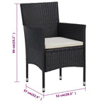 Garden Dining Chairs 2 pcs Poly Rattan Black