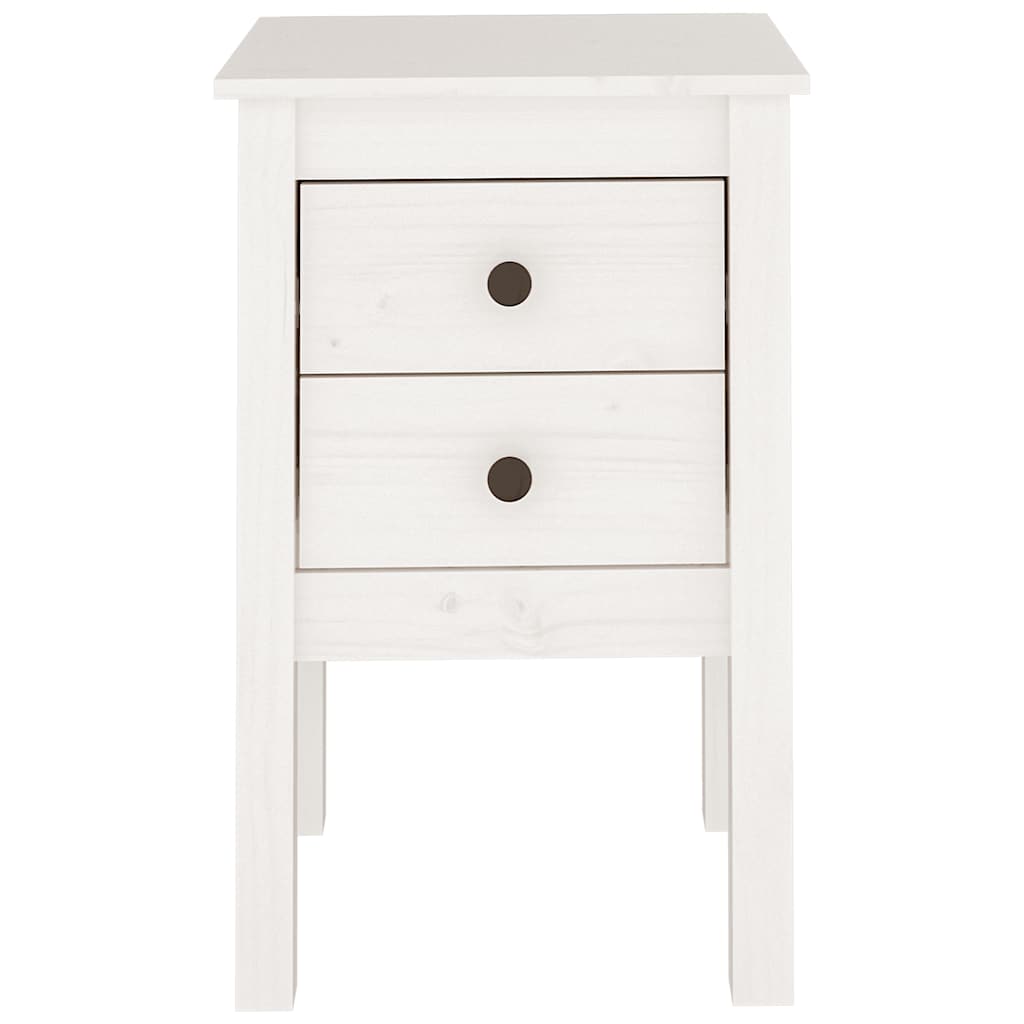 Bedside Cabinet White 40x35x61.5 cm Solid Wood Pine