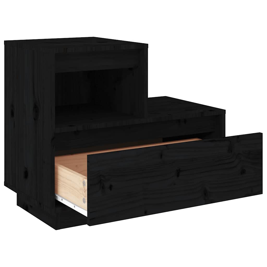 Bedside Cabinets 2 pcs Black 60x34x51 cm Solid Wood Pine