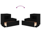 Bedside Cabinets 2 pcs Black 60x34x51 cm Solid Wood Pine