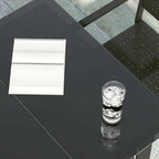 Garden Dining Table Black 200x100x74 cm Steel and Glass