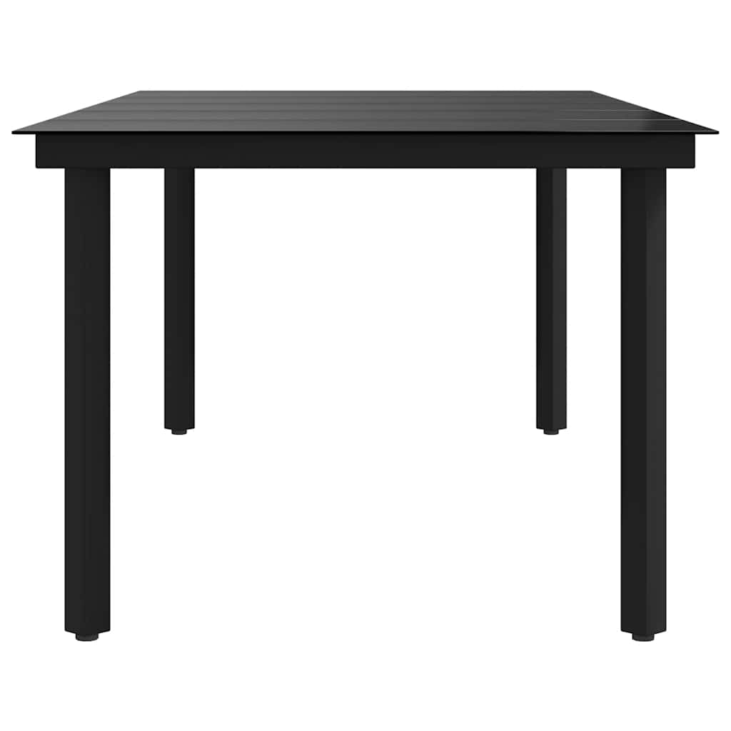 Garden Dining Table Black 200x100x74 cm Steel and Glass