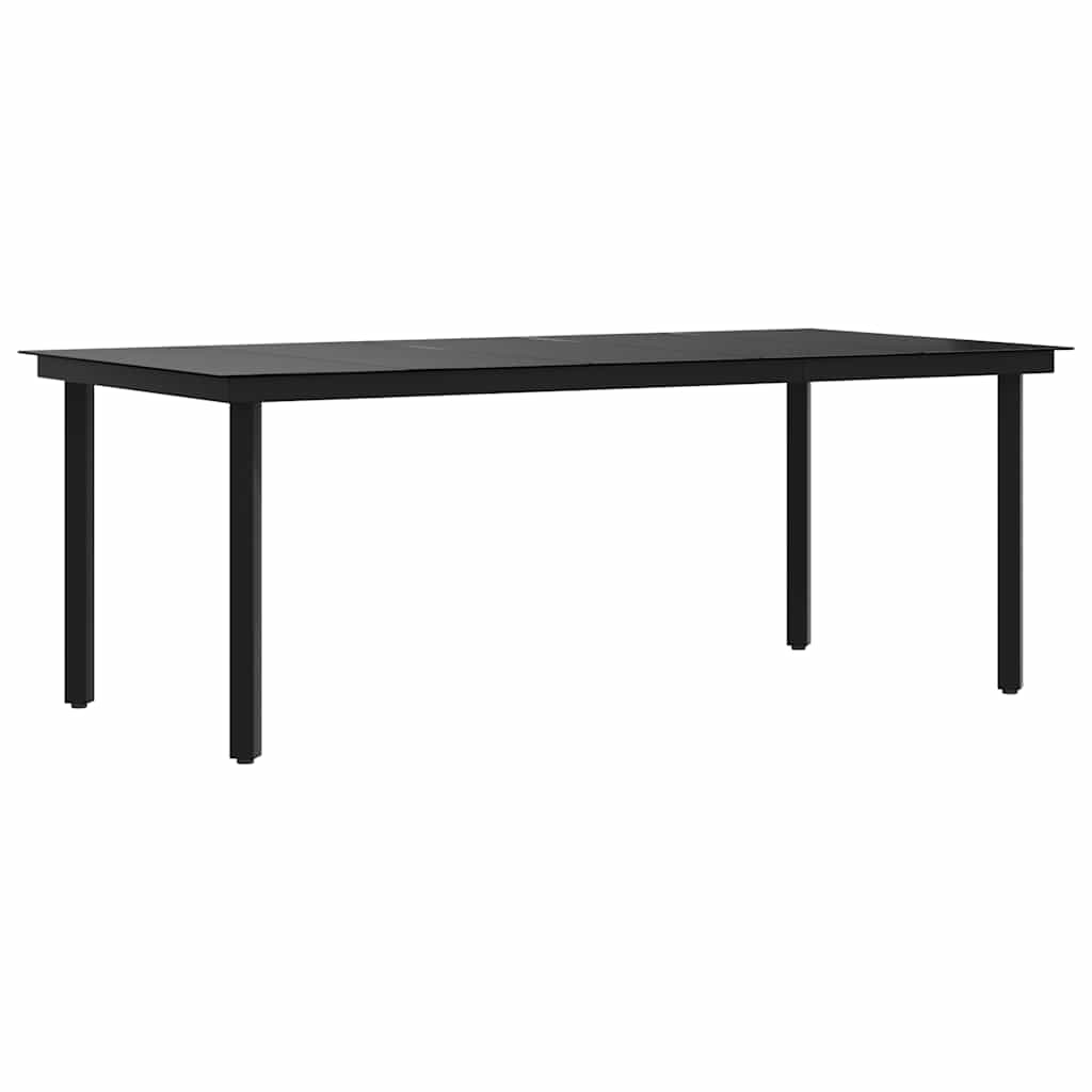 Garden Dining Table Black 200x100x74 cm Steel and Glass