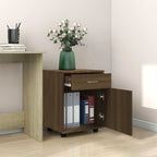 Rolling Cabinet Brown Oak 45x38x54 cm Engineered Wood