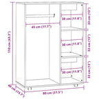 Wardrobe Grey Sonoma 80x40x110 cm Engineered Wood