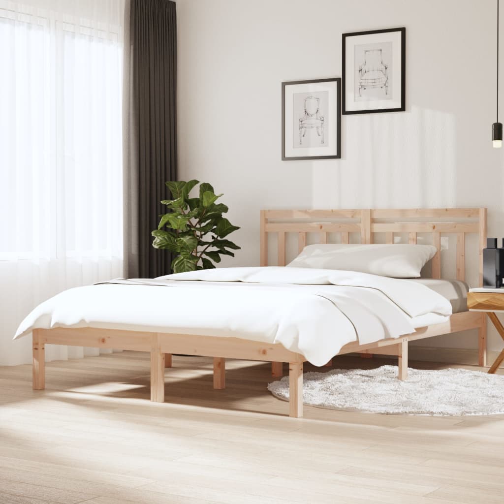 3100591  Bed Frame Without Mattress Solid Wood (810019+814096)