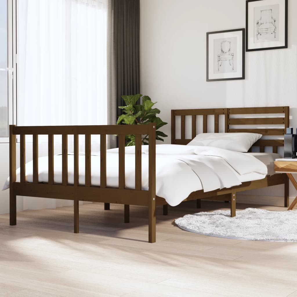 3101174  Bed Frame Without Mattress Solid Wood (810103+814165)