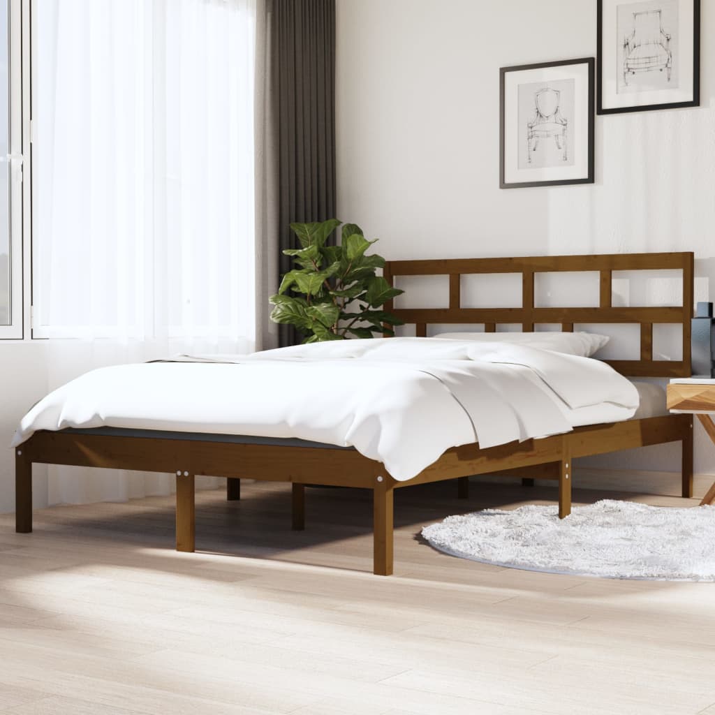 3101242  Bed Frame Without Mattress Solid Wood Pine (810041+814218)