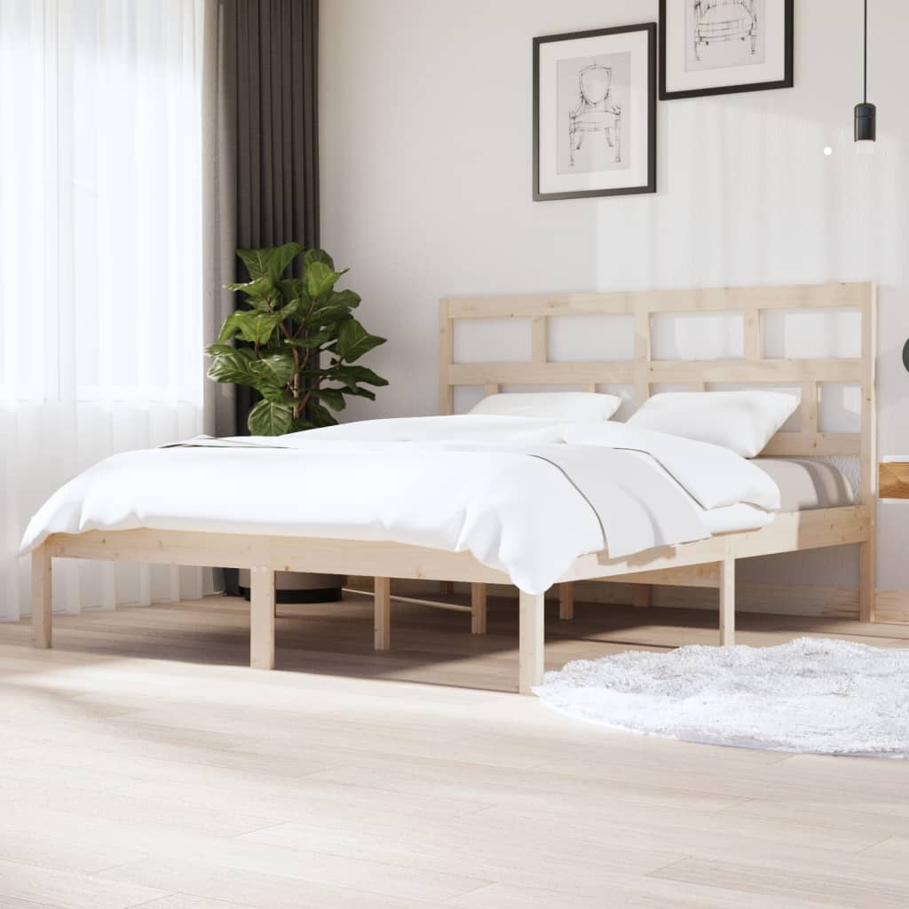 3101242  Bed Frame Without Mattress Solid Wood Pine (810041+814218)
