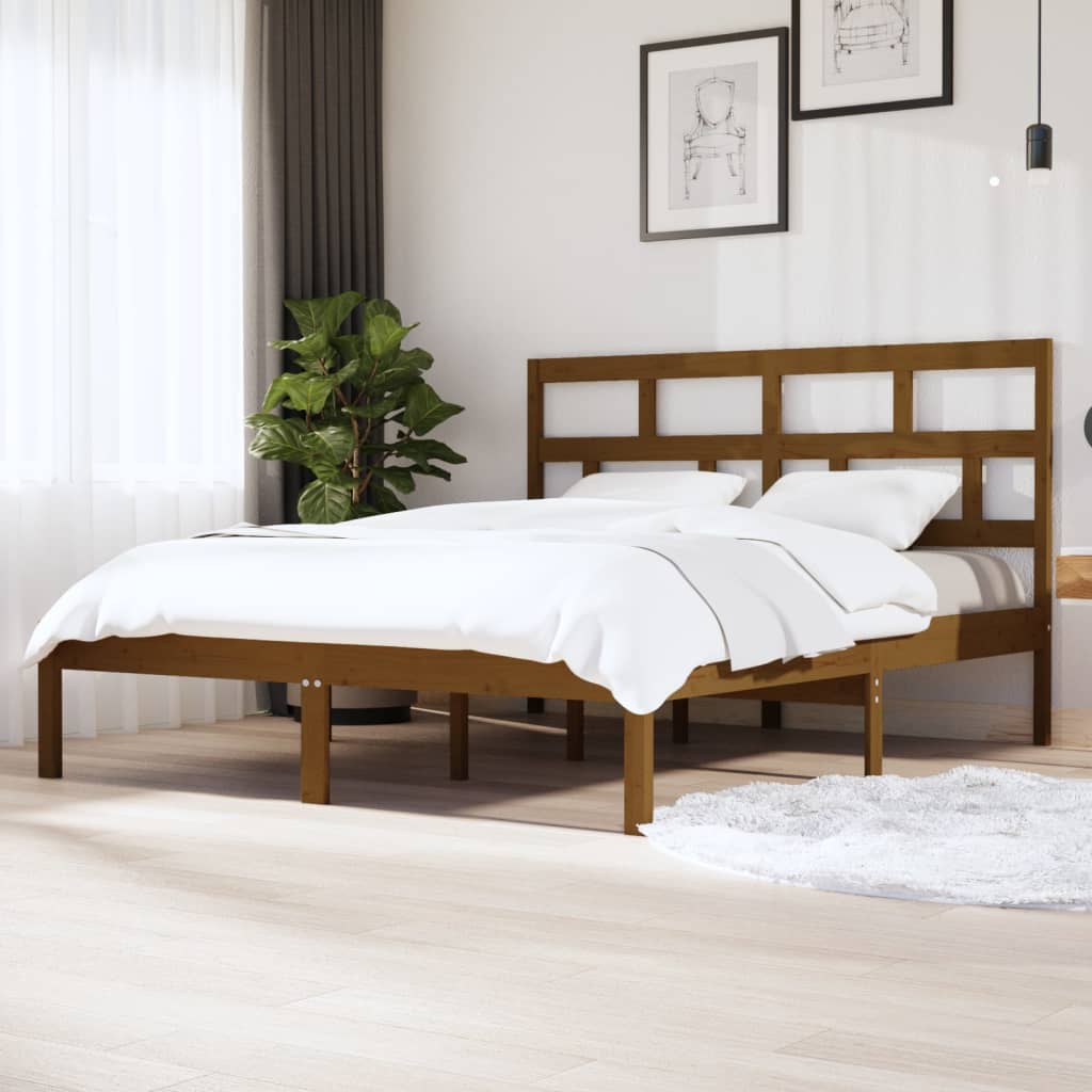 3101242  Bed Frame Without Mattress Solid Wood Pine (810041+814218)