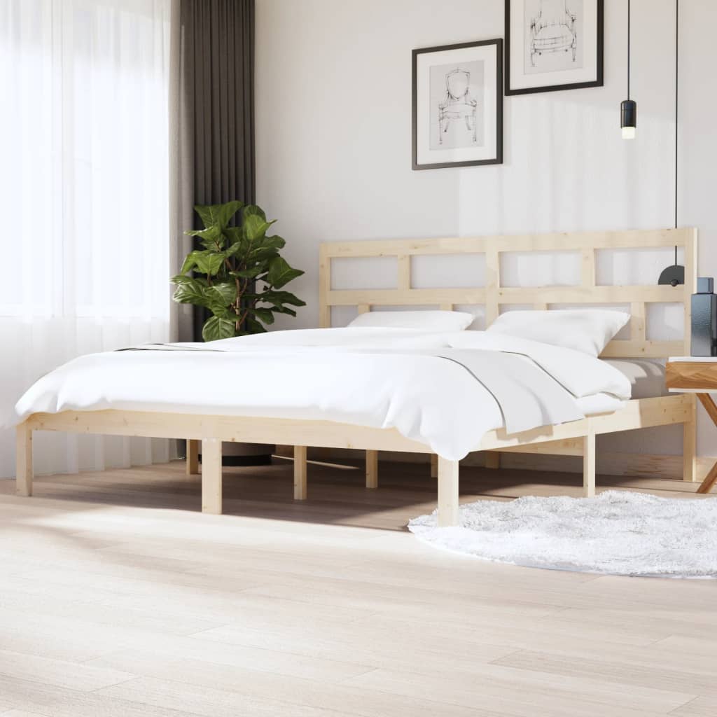 3101242  Bed Frame Without Mattress Solid Wood Pine (810041+814218)