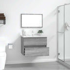 2 Piece Bathroom Furniture Set Grey Sonoma Engineered Wood