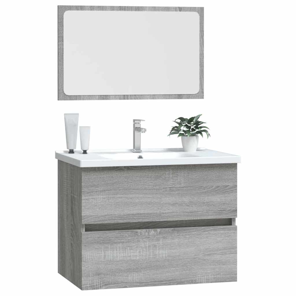 2 Piece Bathroom Furniture Set Grey Sonoma Engineered Wood