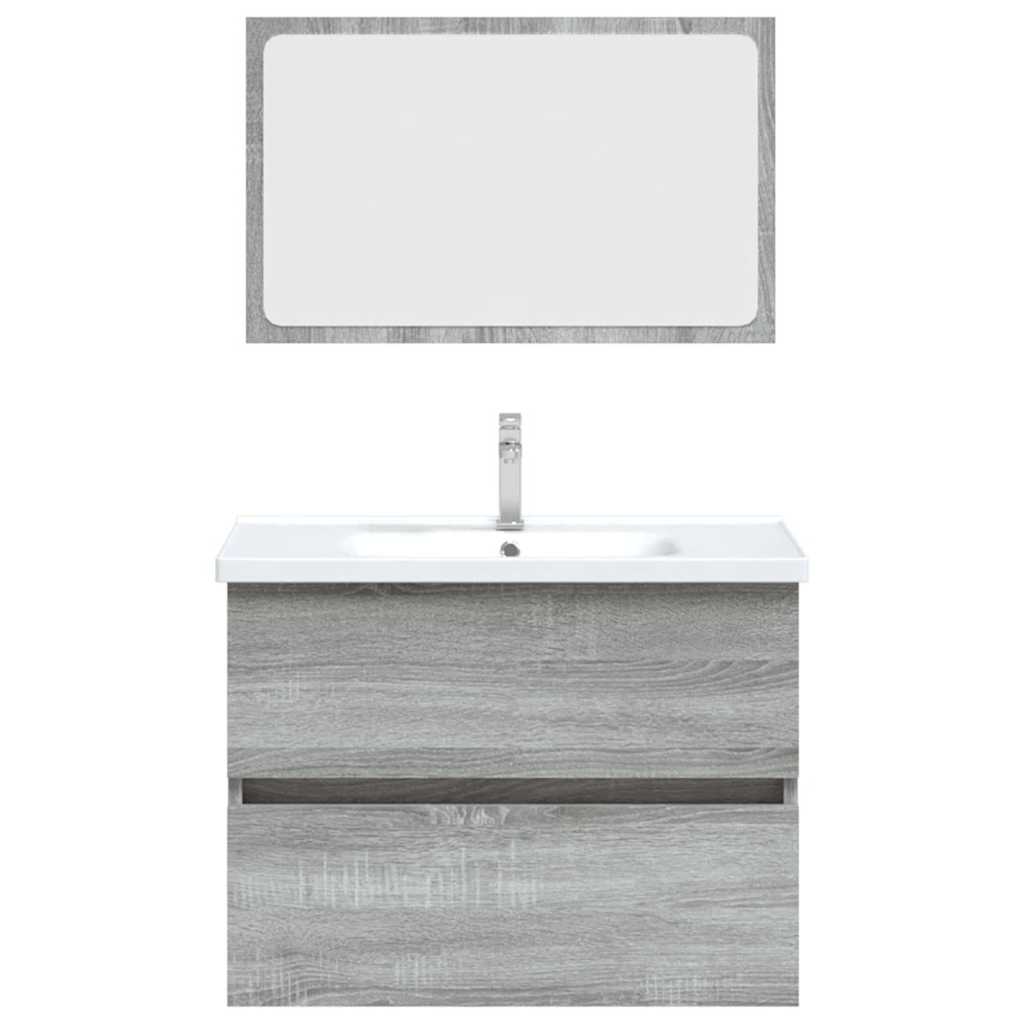 2 Piece Bathroom Furniture Set Grey Sonoma Engineered Wood