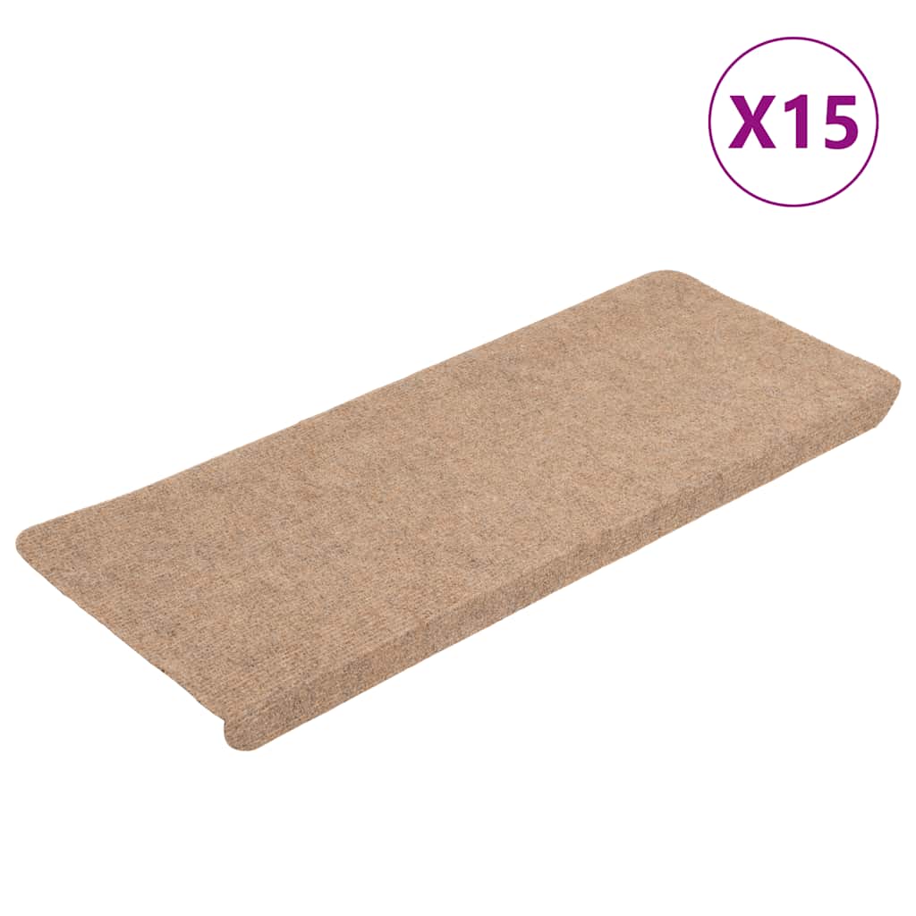 Stair Mats Self-adhesive 15 pcs 65x24.5x3.5 cm Beige