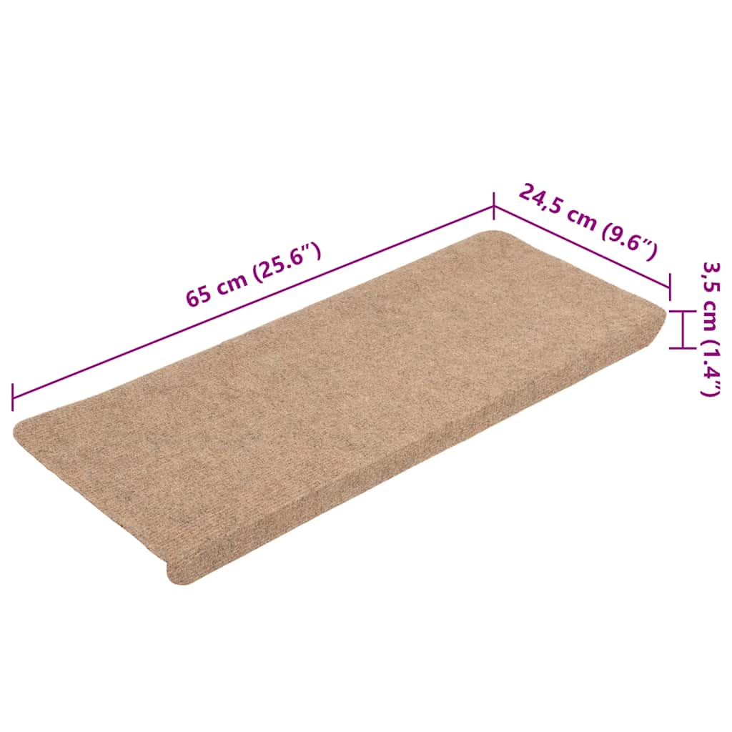 Stair Mats Self-adhesive 15 pcs 65x24.5x3.5 cm Beige