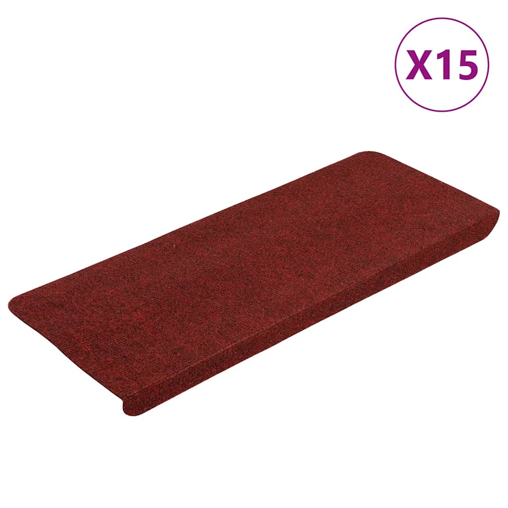Stair Mats Self-adhesive 15 pcs 65x24.5x3.5 cm Red