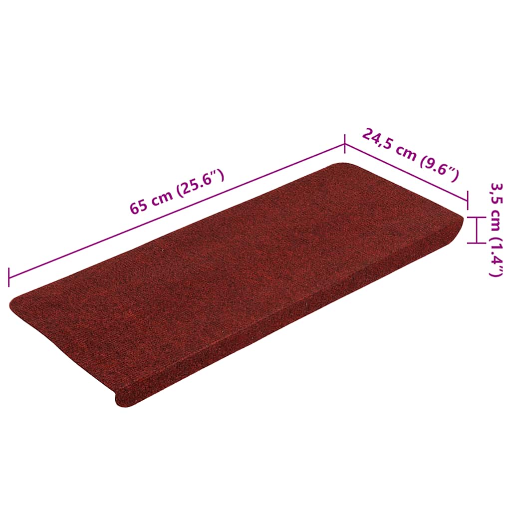 Stair Mats Self-adhesive 15 pcs 65x24.5x3.5 cm Red