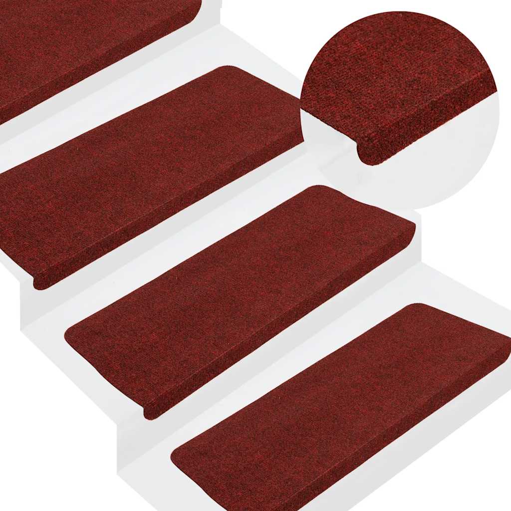 Stair Mats Self-adhesive 15 pcs 65x24.5x3.5 cm Red