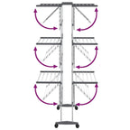 3-Tier Laundry Drying Rack with Wheels Silver 60x70x129 cm