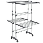 2-Tier Laundry Drying Rack with Wheels Silver 60x70x106 cm