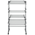 2-Tier Laundry Drying Rack with Wheels Silver 60x70x106 cm