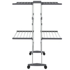 2-Tier Laundry Drying Rack with Wheels Silver 60x70x106 cm